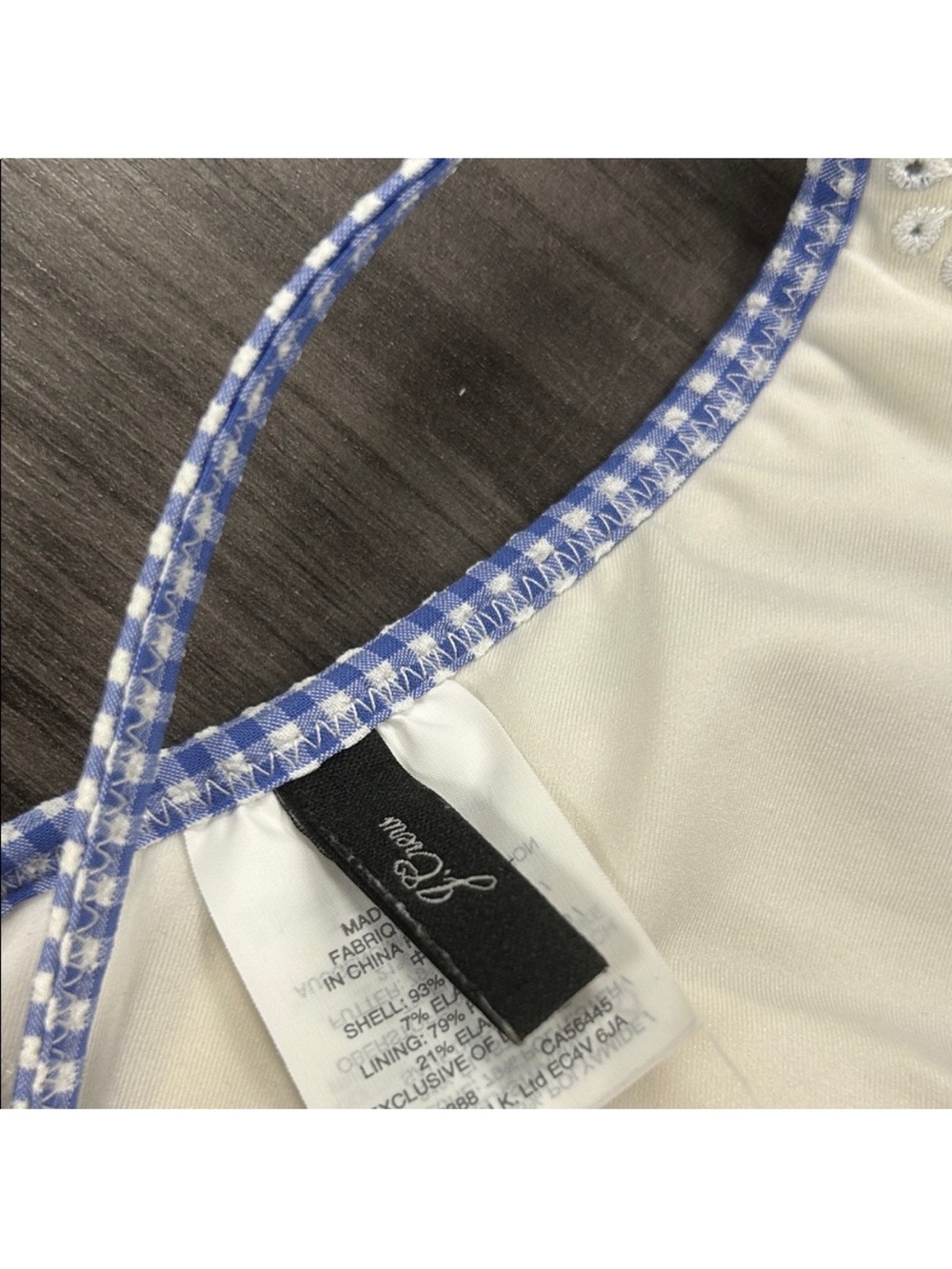 J.Crew Blue and White Gingham Lace Trim Bikini Set - Picture 4 of 4